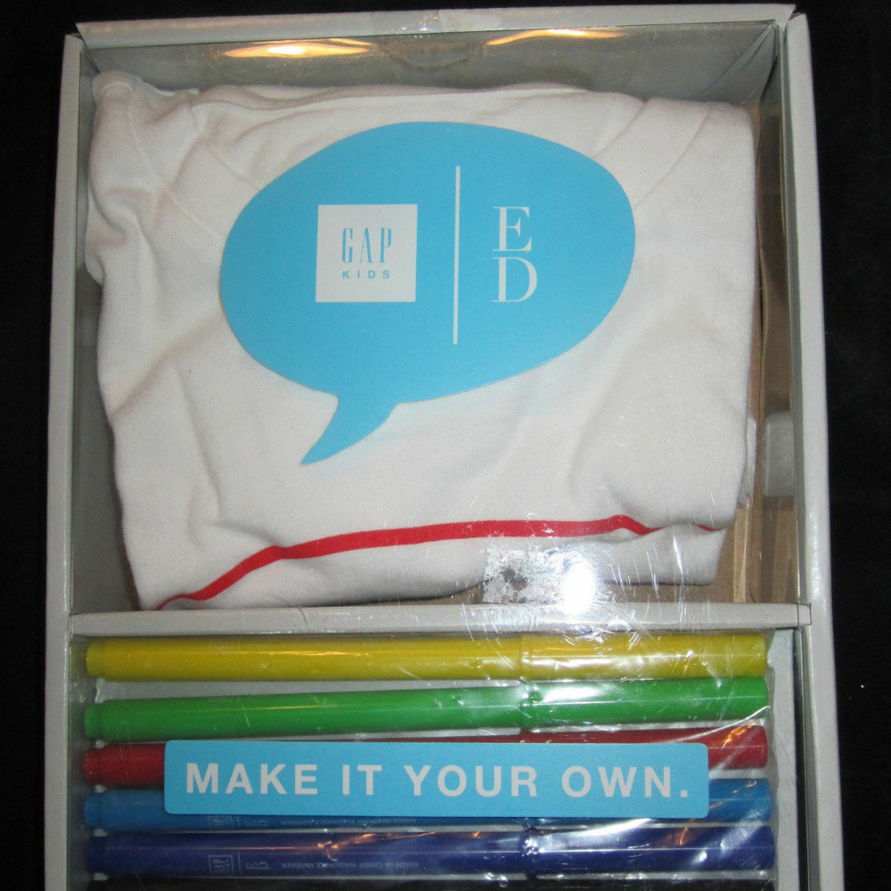 Gap Kids NWT Make It Your Own Marker Shirt Gift Set Small 6-7